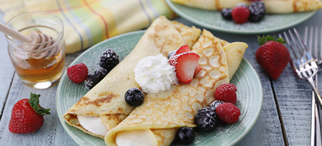 Swedish Pancake with Whipped Goat Cheese and Fresh Fruit Celebrity Goat